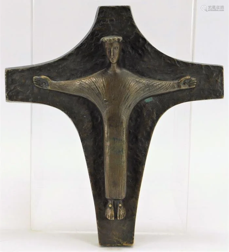 German Secessionist Modernist Bronze Crucifix