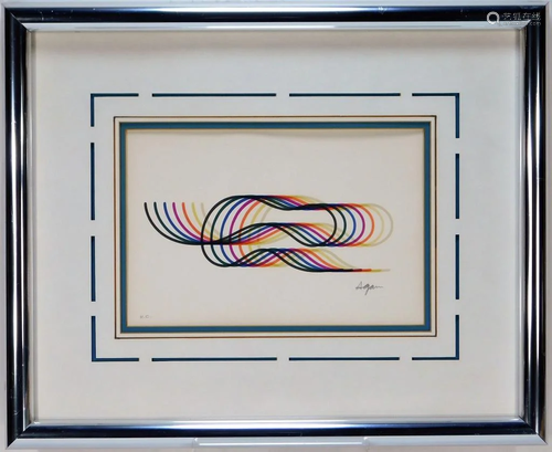 Yaacov Agam Modernist Op Art Squiggle…