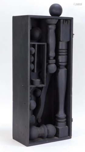 Louise Nevelson Black Wood Assemblage S…
