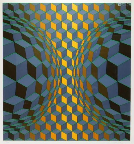 Victor Vasarely Op Art Geometric Serigraph Pr…