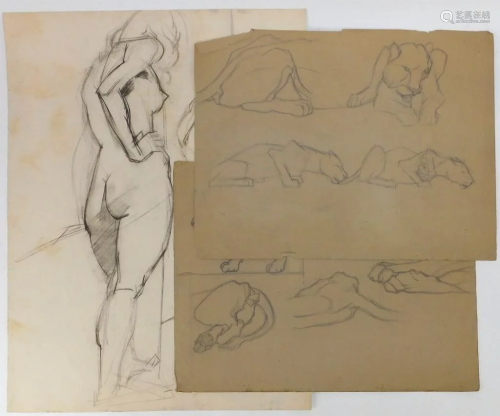 3 Otto Plaug Animal Human Figure Study Drawi…