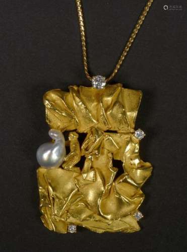 Pendentif en or jaune 18 carats serti d'une perle …
