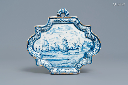 A Dutch Delft blue and white 'maritime subj…