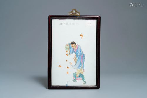 A Chinese famille rose plaque with Liu Hai …