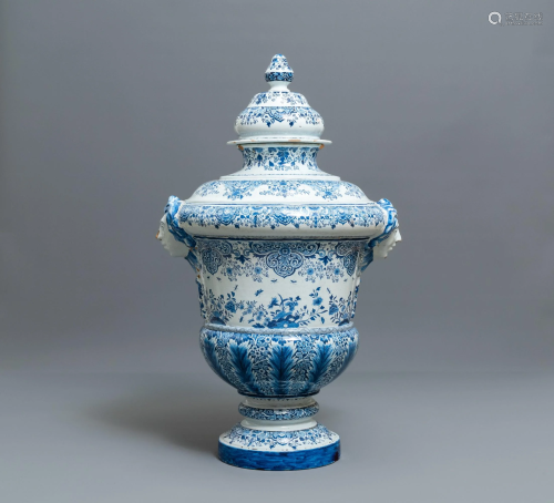 A massive Dutch Delft blue and white urn …