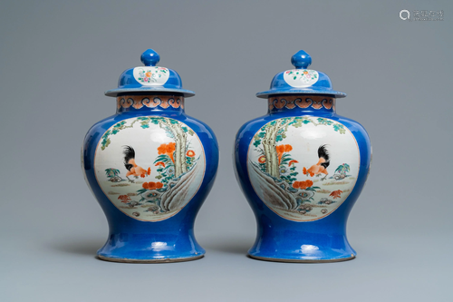 A pair of Chinese famille rose vases and co…