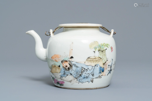 A Chinese qianjiang cai teapot and cover, 19…