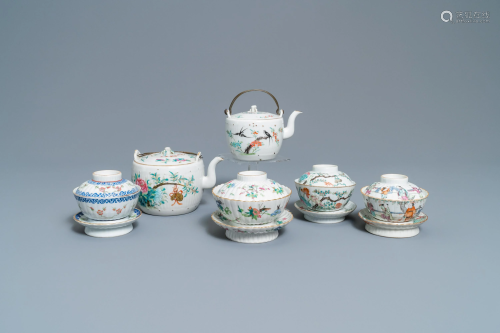 Two Chinese famille rose teapots and four co…