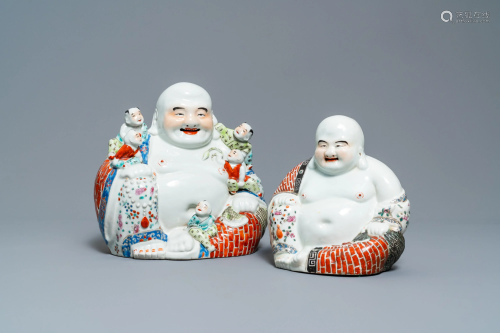 Two Chinese famille rose figures of Buddha, 1…