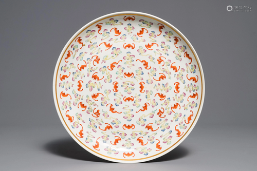 A Chinese famille rose 'hundred bats' dish, …