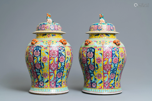 A pair of large Chinese famille rose vase…