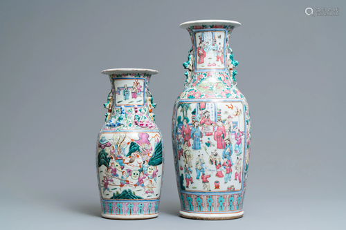 Two Chinese famille rose vases, 19th C.