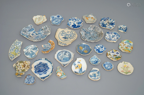 A collection of Dutch maiolica shards, 16…