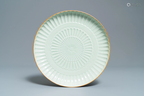 A Chinese celadon-glazed 'chrysanthemum' …