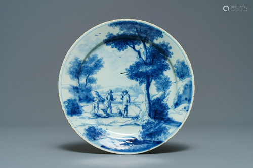 A fine Dutch Delft blue and white plate with…