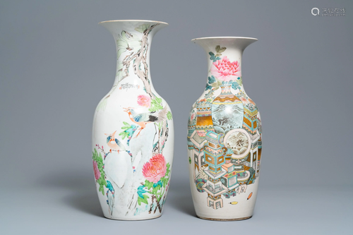 Two Chinese qianjiang cai vases, 19/…