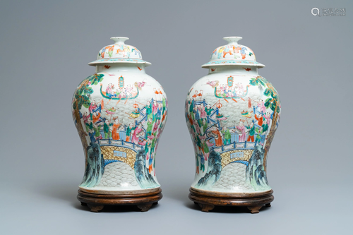 A pair of Chinese famille rose 'spring festiv…