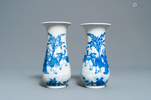 A pair of Chinese blue and white vases, Ka…