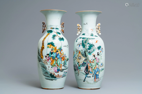 Two Chinese famille rose vases, 19/20th C.