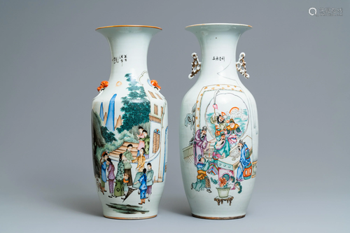 Two Chinese famille rose vases, 19/20th C.