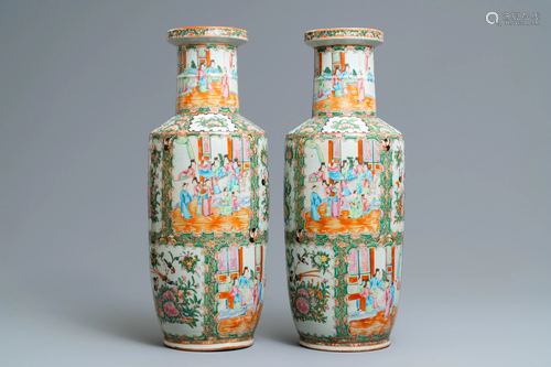 A pair of Chinese Canton famille rose roule…