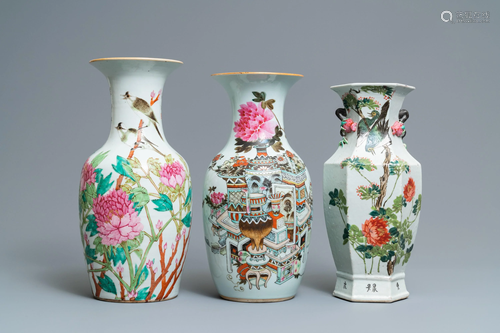 Three Chinese qianjiang cai vases, 19/…