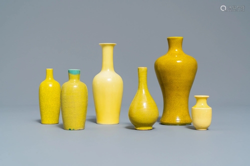 Six Chinese monochrome yellow vases…