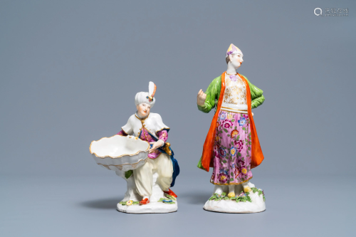 Two polychrome orientalist porcelain figure…