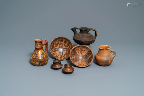 A varied collection of partly painted pottery, …