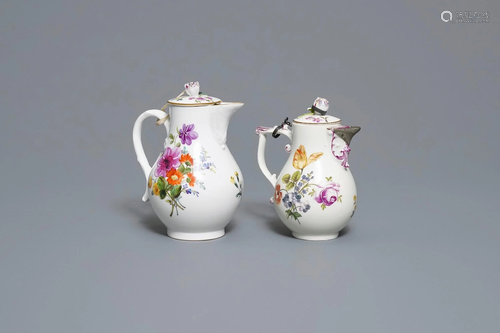 Two Meissen porcelain covered jugs wi…