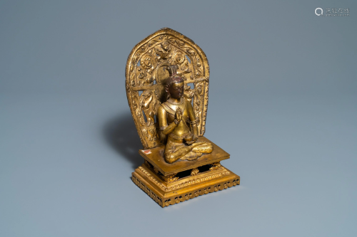 A Sino-Tibetan gilt bronze and copper repou…
