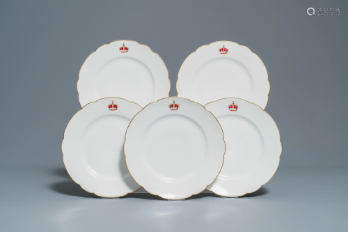 Five French porcelain plates with Russian armorial