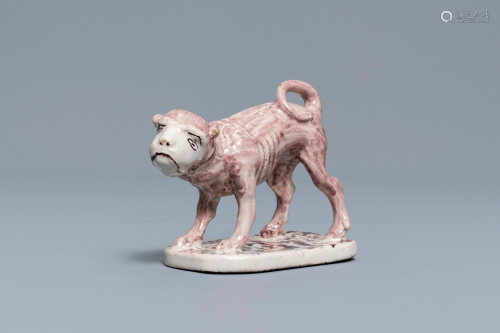 A manganese Lille faience model of a monk…