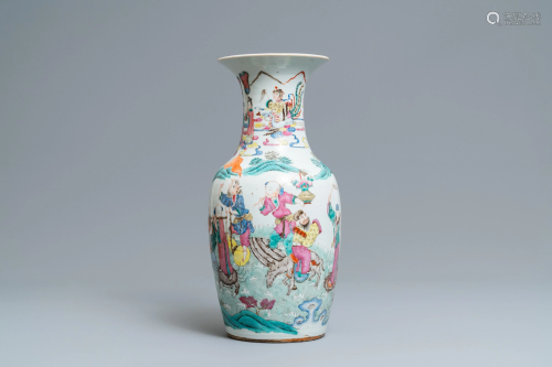 A Chinese famille rose 'immortals' vase, 19t…