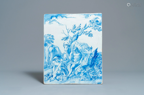 A large rectangular Dutch Delft blue and whit…