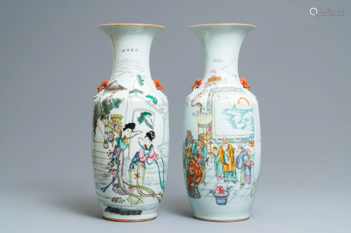Two Chinese famille rose vases, 19/20th C.