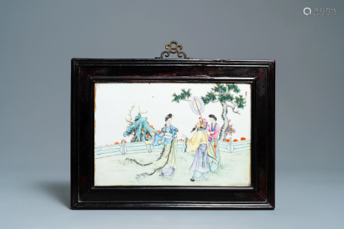 A Chinese famille rose plaque with figures i…