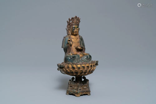 A Chinese polychrome and gilt bronz…