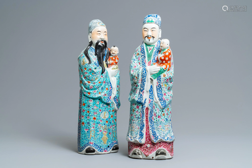 Two Chinese famille rose figures of immortals,…