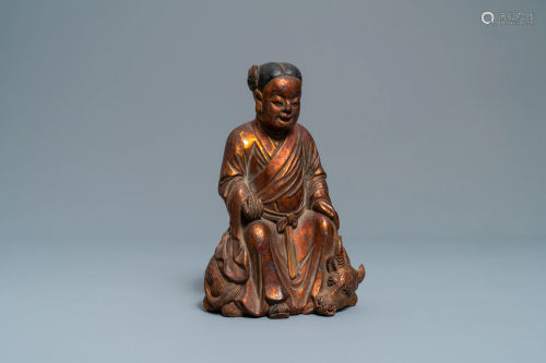 A Chinese gilt and laquered wooden group …