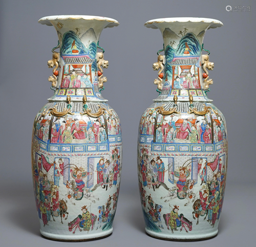 A pair of large Chinese famille rose vase…