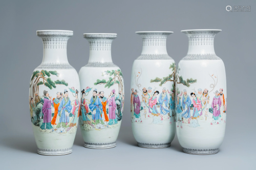 Two pairs of Chinese famille rose vases, Qianlo…