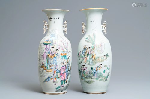 Two Chinese famille rose vases, 19/20th C.