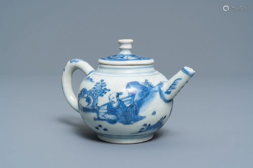 A Chinese blue and white teapot and cover …