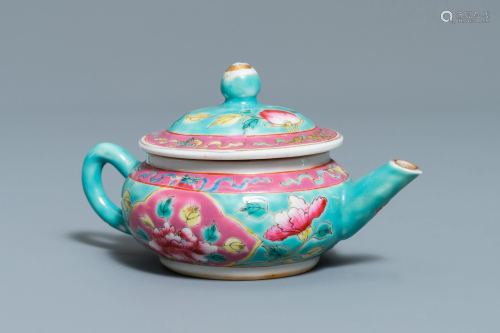 A Chinese famille rose teapot and cover for…