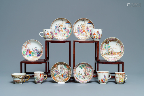 Six Chinese famille rose 'Mandarin' cups and…