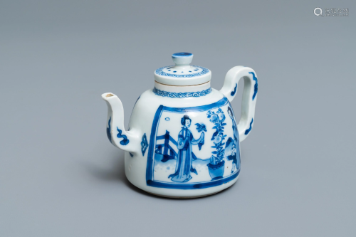 A Chinese blue and white 'Long Eliza' teapot, …
