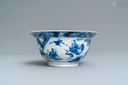 A Chinese blue and white klapmuts bowl with…