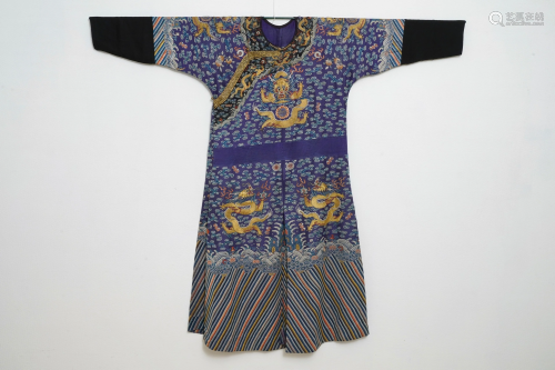 A Chinese embroidered silk purple-gr…