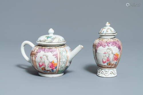 A Chinese famille rose teapot and caddy …